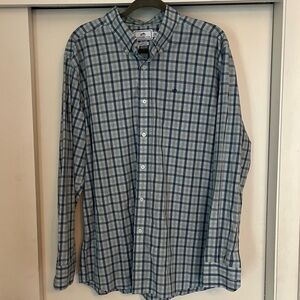 Southern Tide Classic Fit Blue and Gray Plaid Long Sleeve Button Down Mens XL